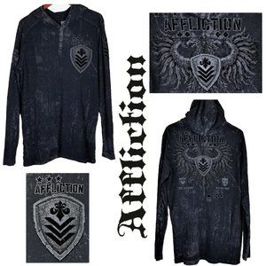 Vintage Affliction Hoodie Long Sleeve Men's XL Quarter Button up Live Fast